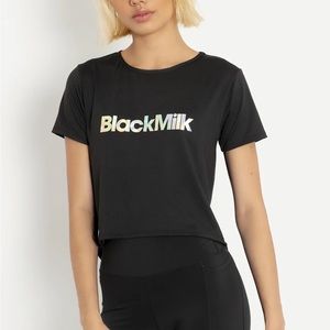 Black Mesh Active Cropped Tee